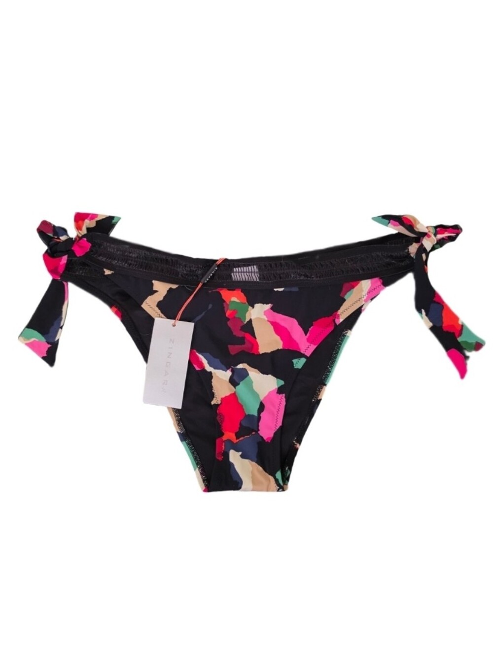 Zingara Bikini Bottoms Blurred Botanical Abstract Side Tie Pink Size 10